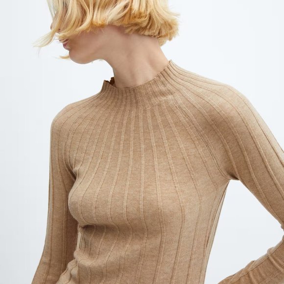 BNWOT: Mango mock high collar neck ribbed sweater dress - Picture 5 of 11